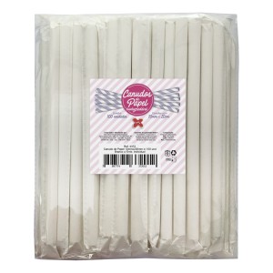 CANUDO DE PAPEL BRANCO 10MMx200MM GROSSO C/100 UNIDADES 4372 MAKE