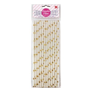 CANUDO DE PAPEL BRANCO E OURO METÁLICO - ESTRELINHAS 6MMx200MM C/12 UNIDADES 4332 MAKE