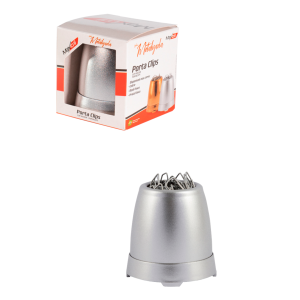 PORTA CLIPS METALIZADO PRATA MAXCRIL