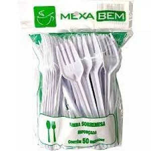 GARFOS PLÁSTICOS DESCARTÁVEIS BRANCO SOBREMESA COM 50 MEXA BEM