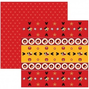 FOLHA SCRAPBOOK DECORADA MICKEY MOUSE FORMINHAS E TOPPERS REF.19308 TOKE E CRIE