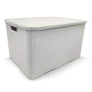 CAIXA ORGANIZADORA PLÁSTICA 15 LITROS RATTAN BRANCO ARQPLAST