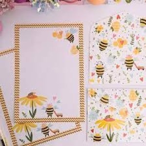 KIT PAPÉIS DE CARTA COM ENVELOPE BUSY BEES BUENDIA
