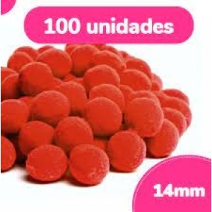 POMPOM 14MM VERMELHO COM 100 UNIDADES