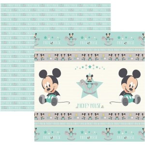 FOLHA SCRAPBOOK DECORADA 19327 BABY MICKEY 1 FITAS E ROTULOS TEC