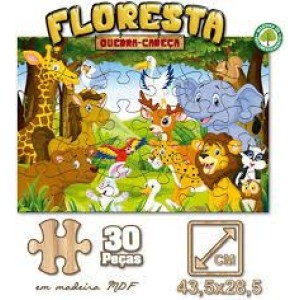 QUEBRA-CABEÇA DE MADEIRA FLORESTA COM 30 PEÇAS PAIS & FILHOS