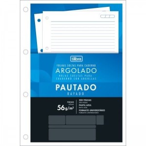 BLOCO PARA FICHÁRIO 200FLS 56G UNIVERSITÁRIO FOLHAS SOLTAS PAUTA AZUL TILIBRA