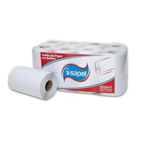 PAPEL TOALHA BRANCO BOBINA 20CMX100M 8 ROLOS ISAPEL