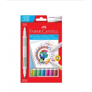 CANETA HIDROGRÁFICA 10 CORES  PONTA DUPLA 150110 DUO FABER CASTELL