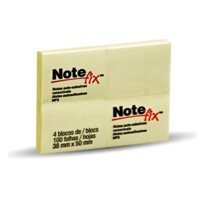 BLOCO ADESIVO 38x50 AMARELO 400FLS NOTE FIX 3M